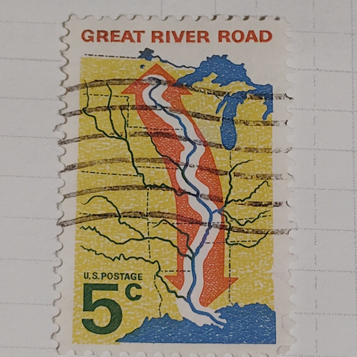1966 Scott #1319 – 5¢ Great River Road / Mississippi River Scenic Route