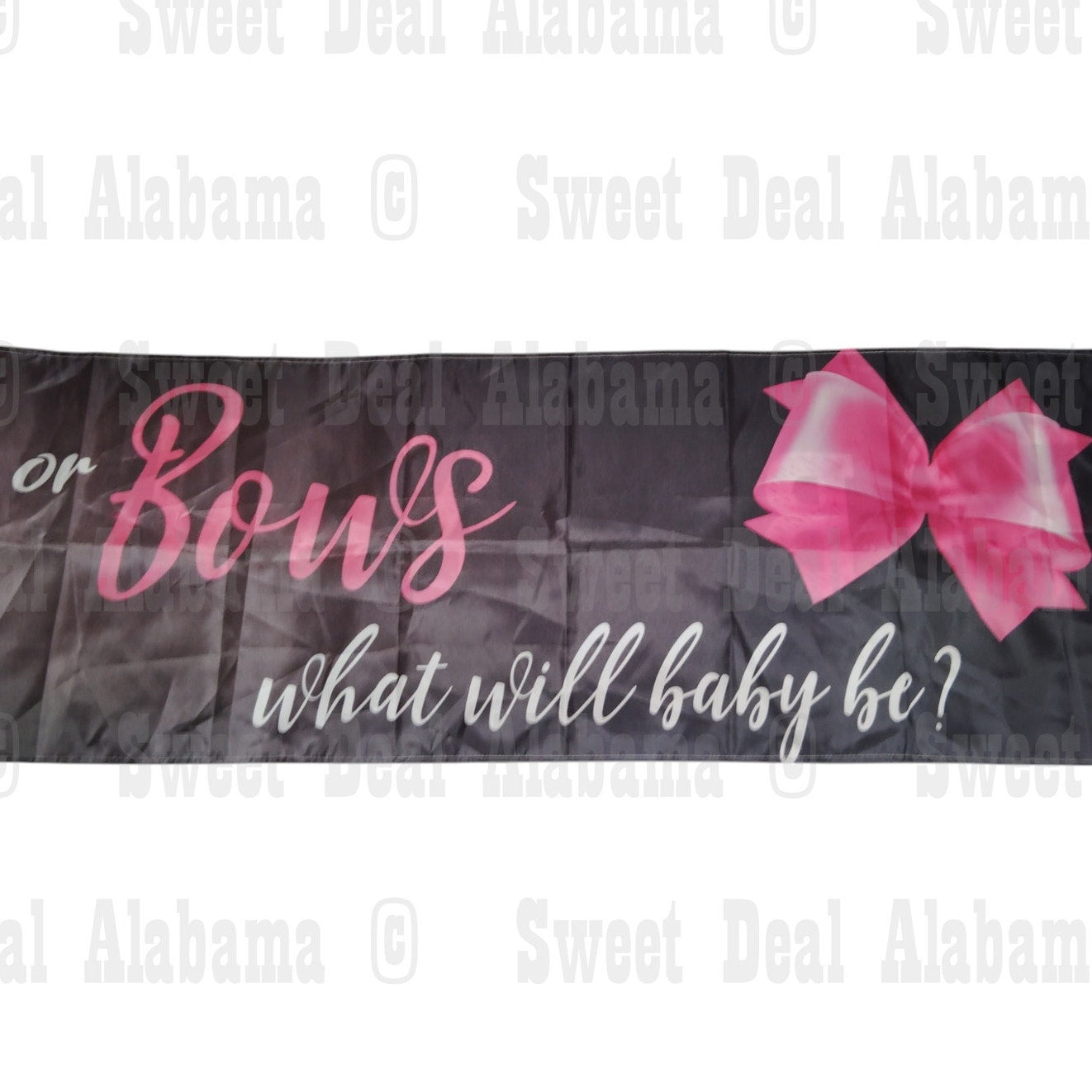 Burnouts or Bows Gender Reveal Indoor/Outdoor Banner – 118” x 20” Party Decor