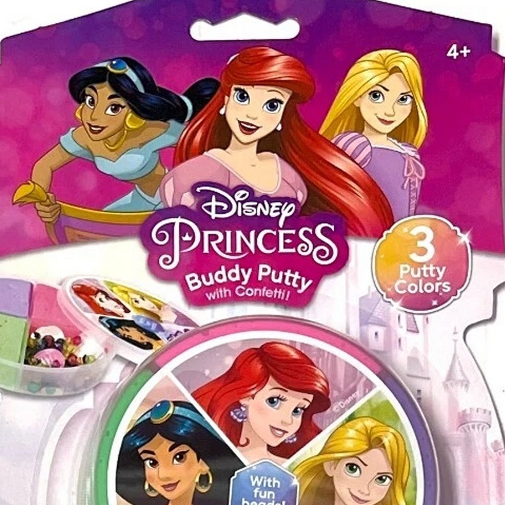 Disney Princess Buddy Putty – 1 Pack w/ Confetti, 3 Colors, Fun Beads, Ages 4+