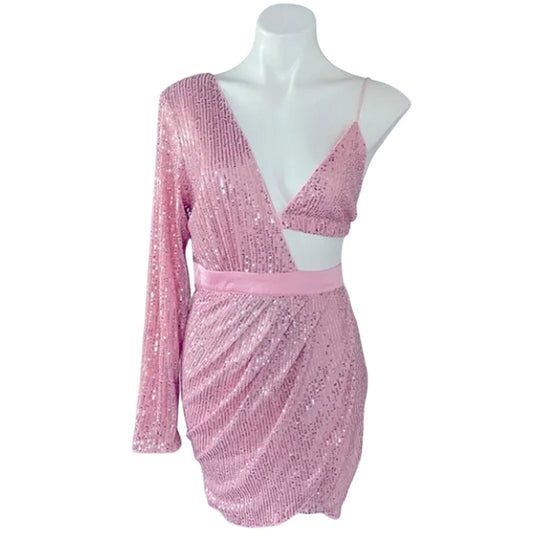 Area Stars Cutout Sequin Mini Dress Pink L