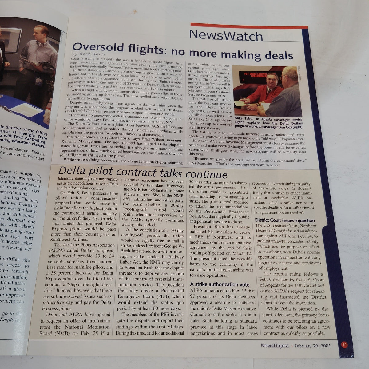 Delta News Digest In-Flight Magazine (Feb 20, 2001) Collectible Aviation