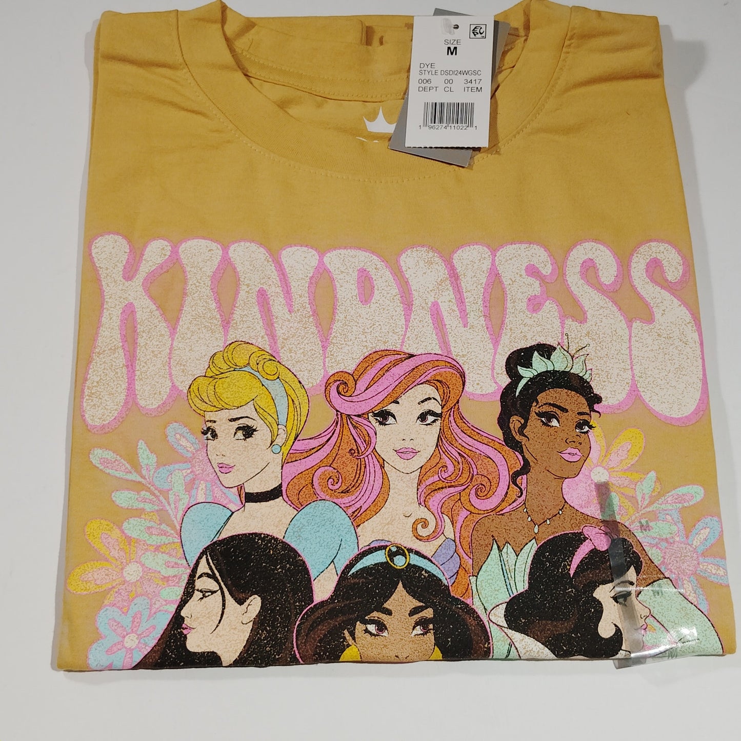 Disney Princess Kindness Graphic T-Shirt – Mustard – Size M – Women’s