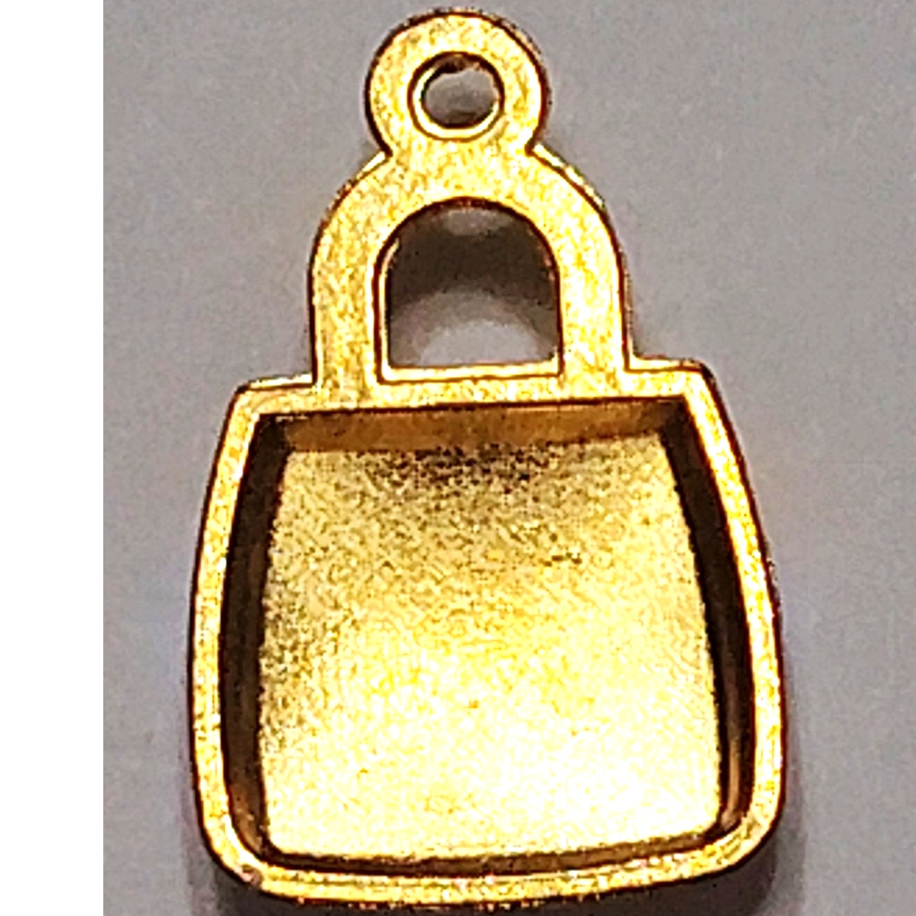 Pink Checkered Purse Charm Enamel Gold‑Tone with Rhinestones 5/8" Pendant