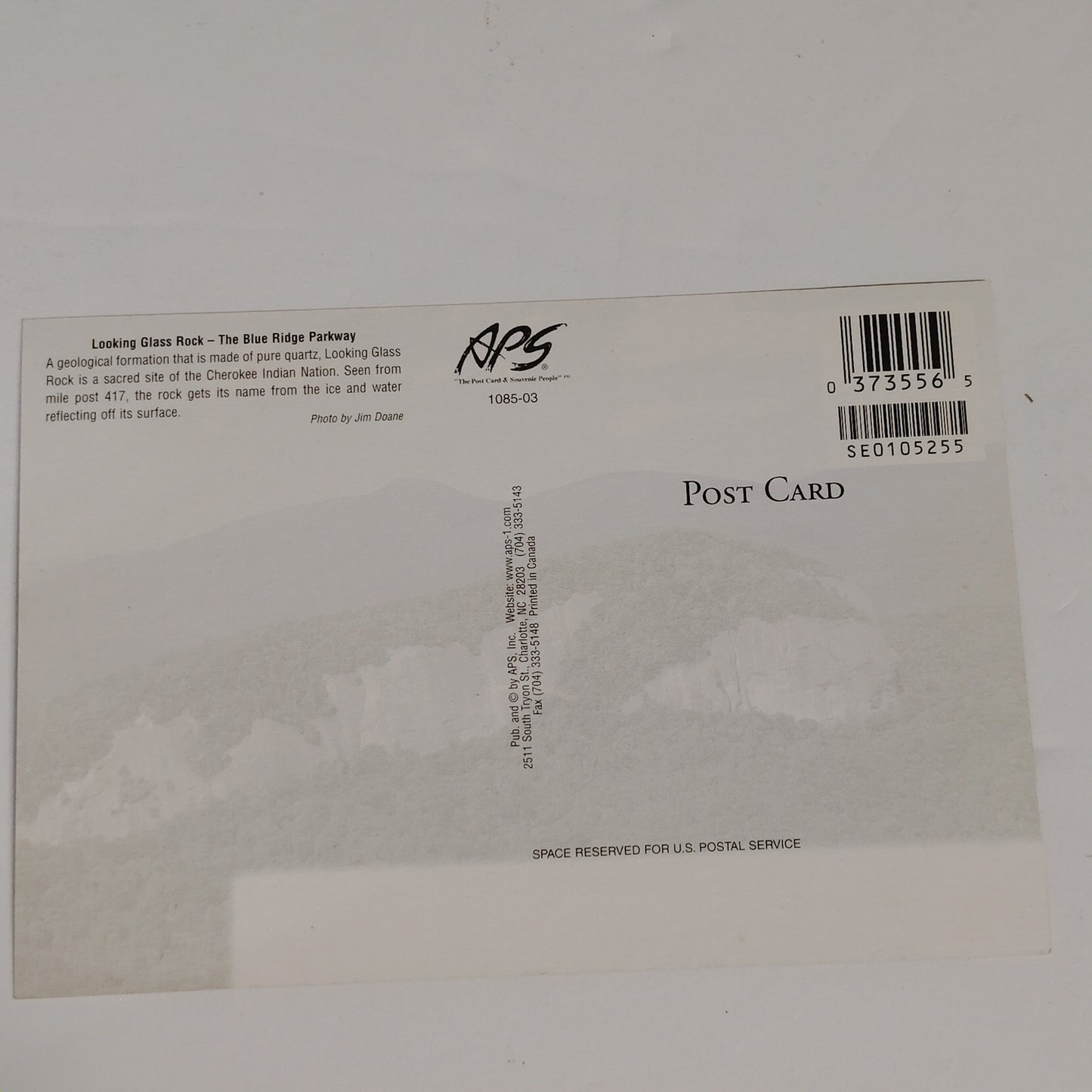 VTG Looking Glass Rock NC Postcard APS Jim Doane Quartz Formation NOS