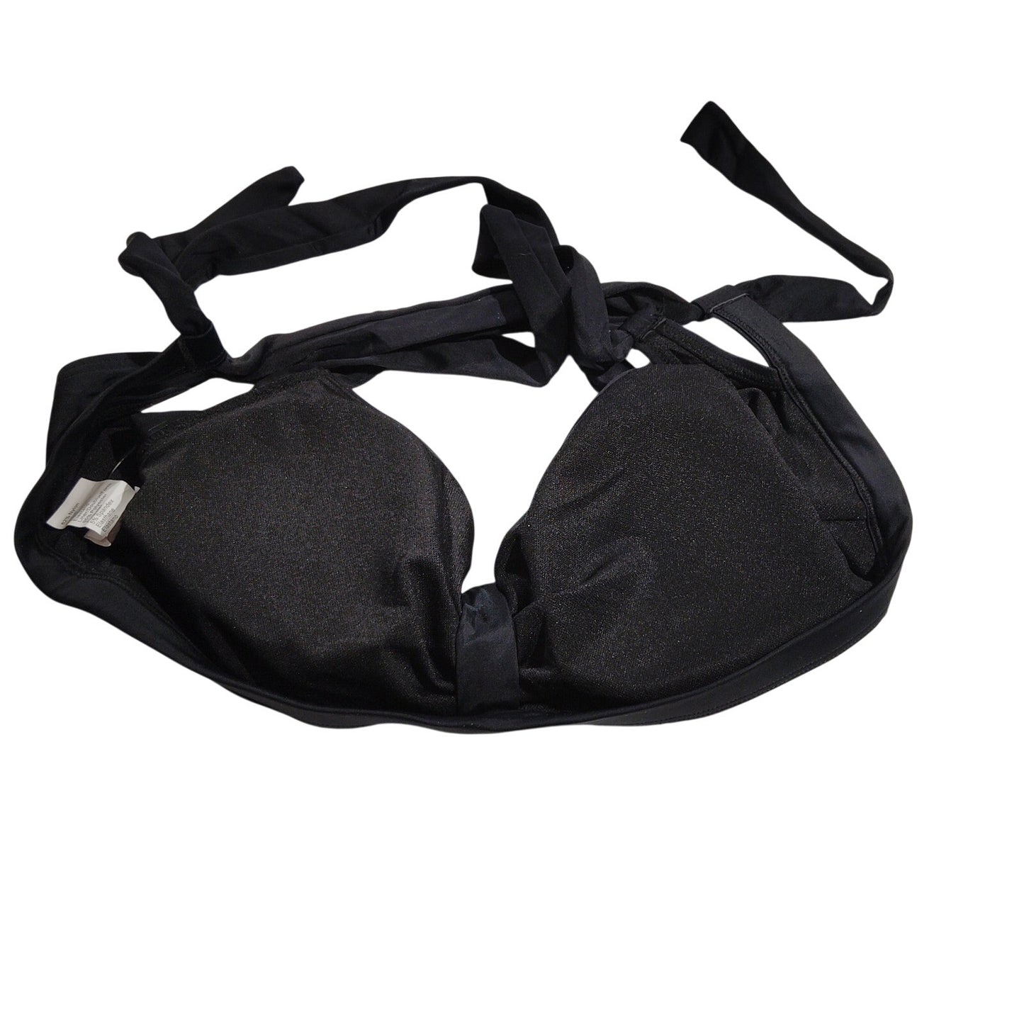 Women’s Swim Bra Top – Ruched Center Strap, 1" Straps – Black – Medium – NWT