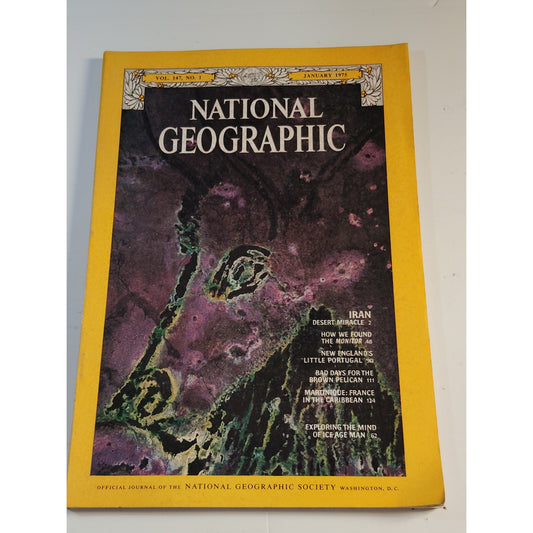 National Geographic – January 1975, Iran, Civil War Shipwreck, Ice Age Man