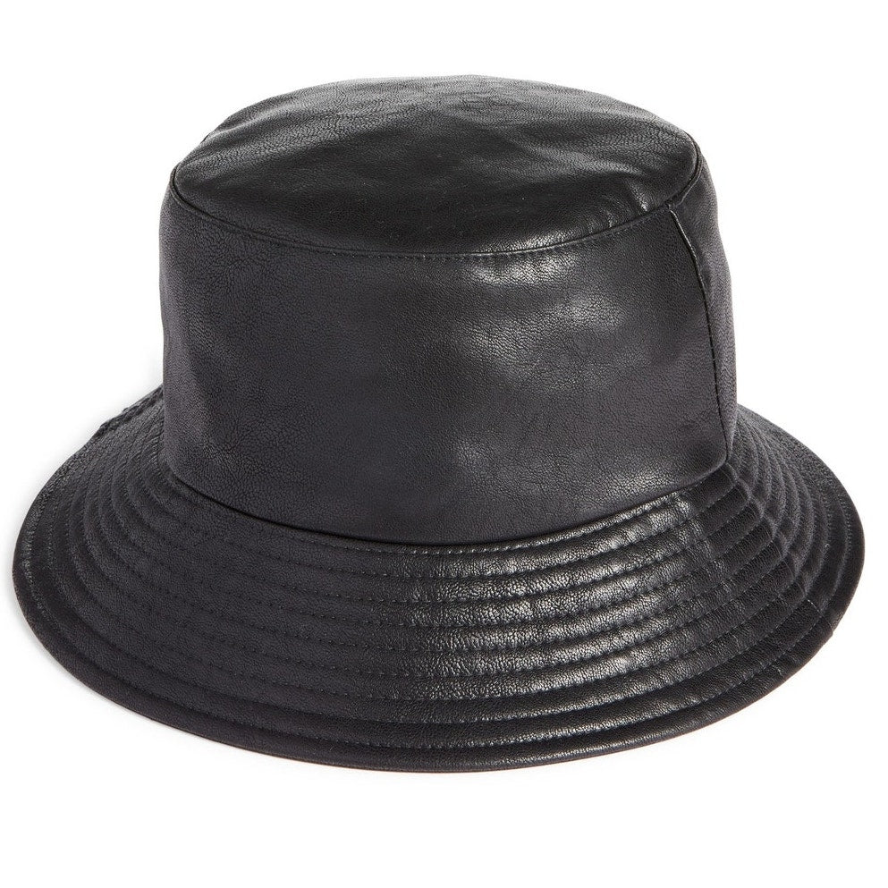 Open Edit Faux Leather Bucket Hat – Black – OSFM – NWT