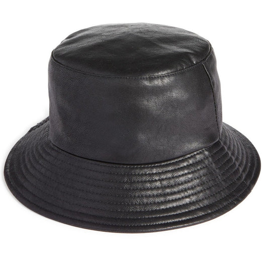 Open Edit Faux Leather Bucket Hat – Black – OSFM – NWT