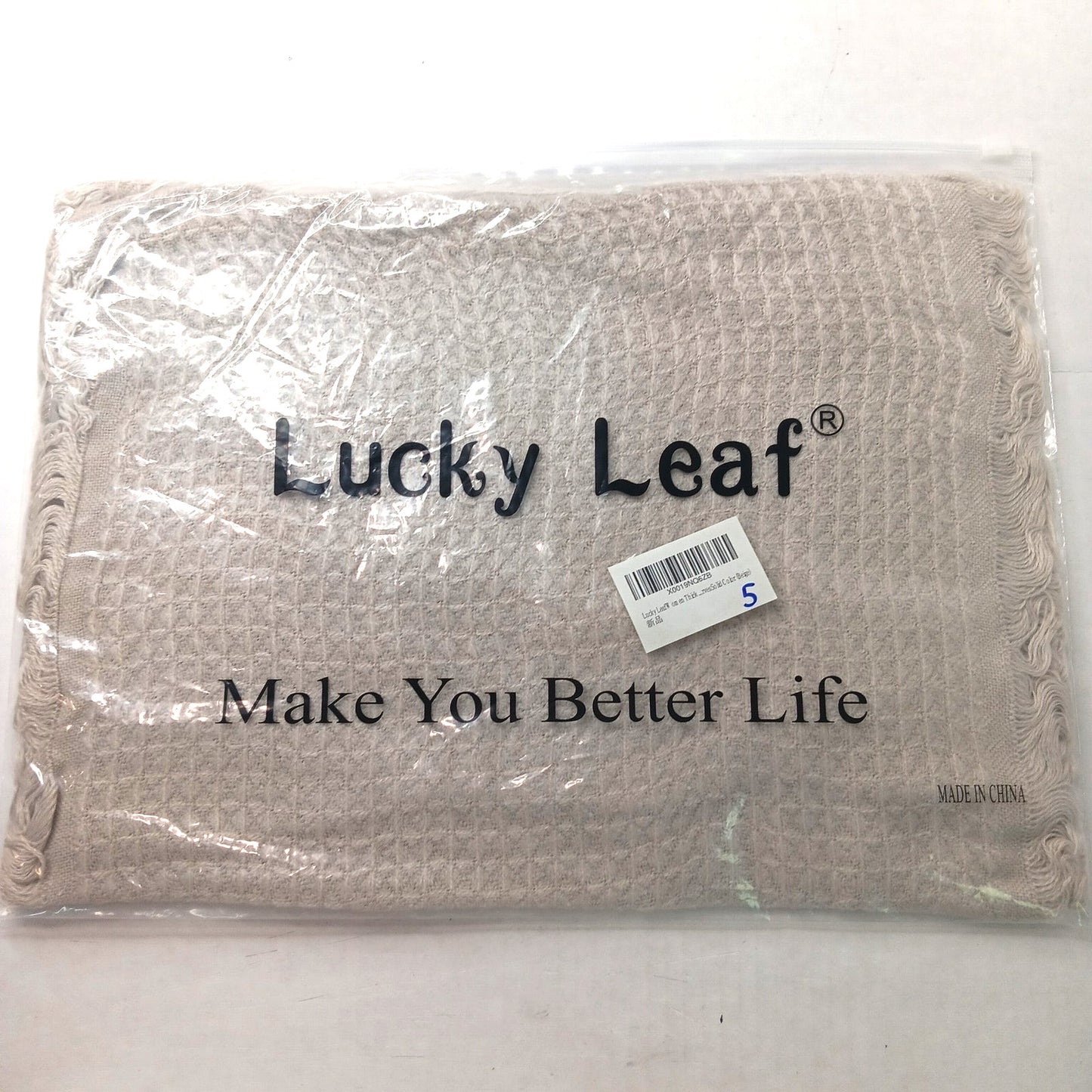 Lucky Leaf Loop Infinity Scarf Lightweight 100% Viscose Solid Tan Color