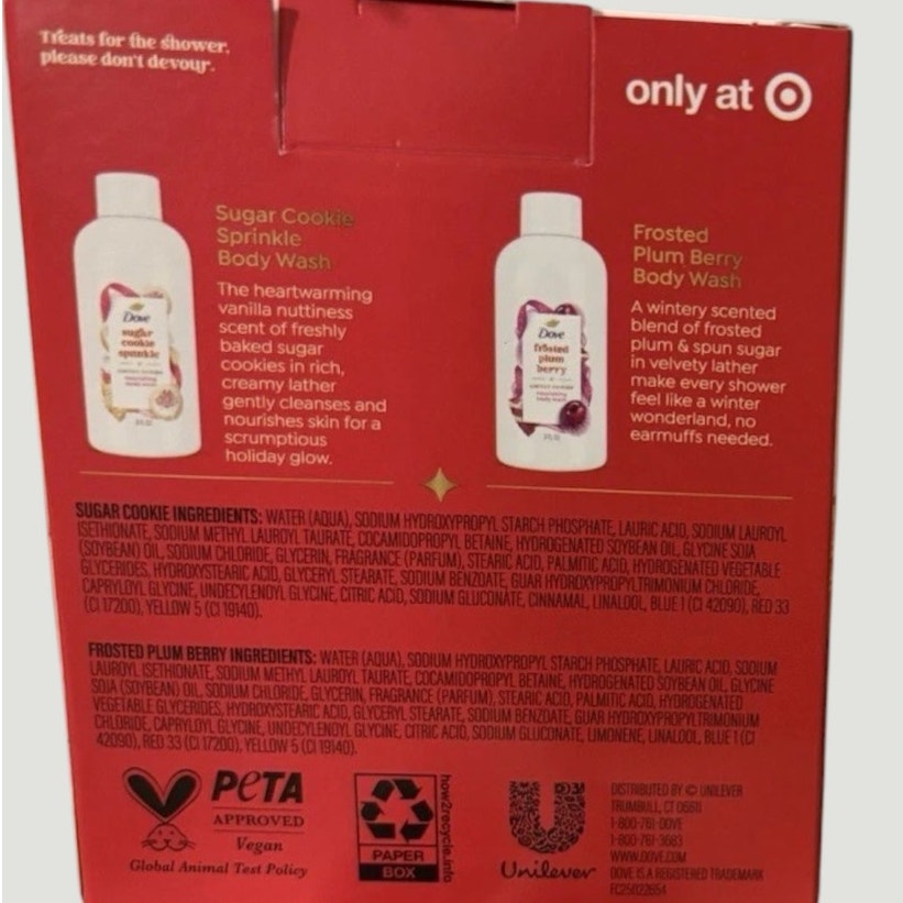 Dove Beauty Limited Edition Holiday Treat Mini Body Wash Gift Pack – Three 2‑Packs – Sugar Cookie Sprinkle & Frosted Plum Berry