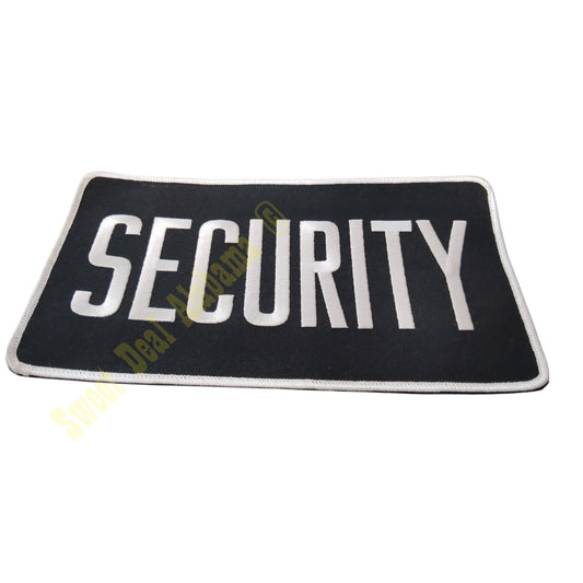 NOS, SECURITY 9" x 5" Silver Text, Black Background, Hook-N-Loop Back or Sew On
