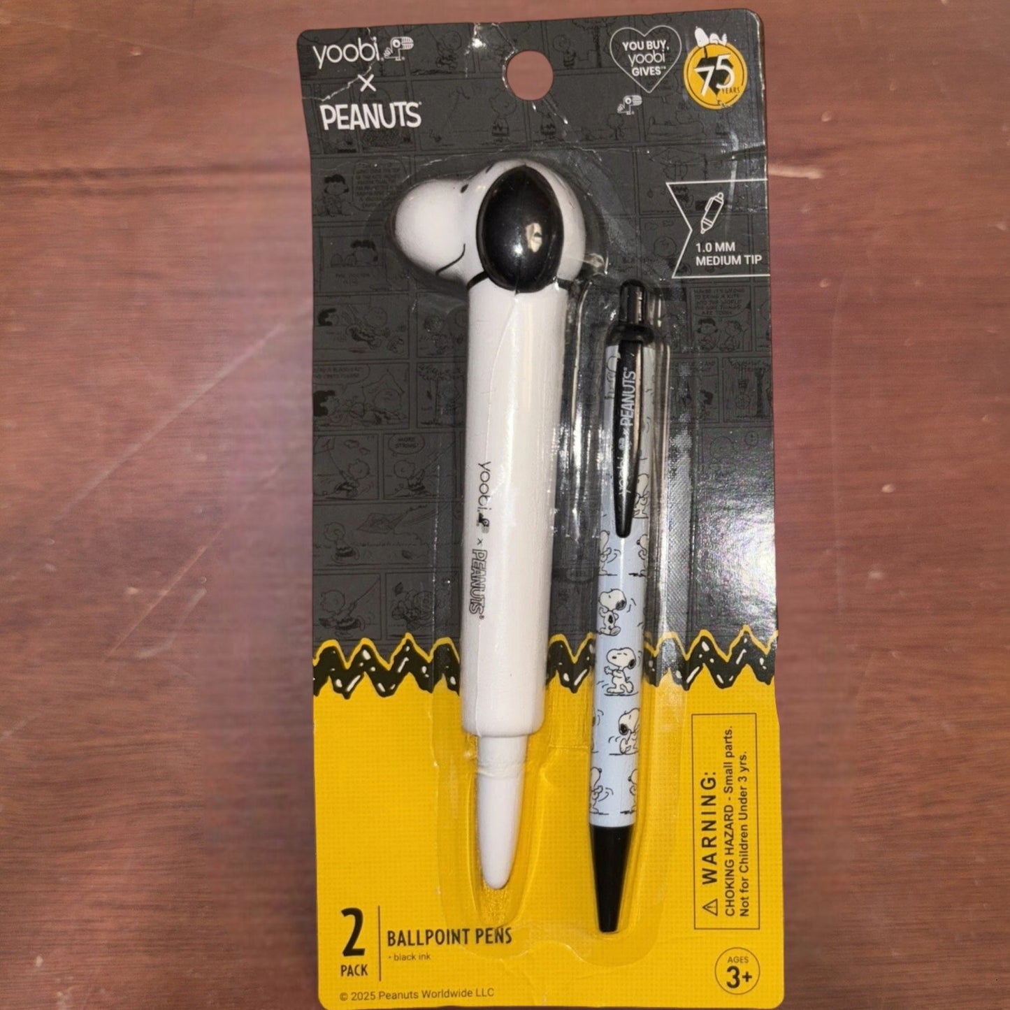 2 Pks (4 Pens) Yoobi x Peanuts 2‑Pack Novelty Snoopy Ballpoint Pens, Black Ink