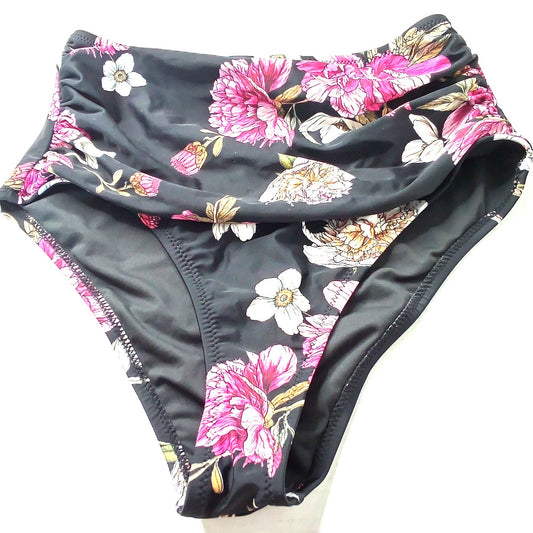 Cupshe Floral High Waisted Bikini Bottoms Ruched Tropical Print Women’s Small