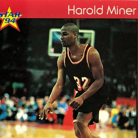 Harold Miner, Miami Heat, 1994 Star Int'l NBA Personal Data Card 59, EXC
