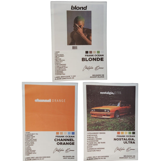 3-PK Frank Ocean Album Canvas Prints – Blonde, Channel Orange, Nostalgia Ultra – 8x12 Wall Art Trio
