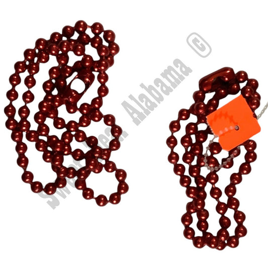Two 1/4 in. (6.35mm) Red Beaded Necklaces (30" and 24") for Dog Tags, Mardi Gras