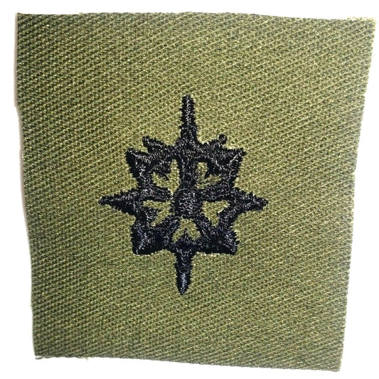 US Army MI Officer Patch Subdued ODG 2‑1/2" × 2‑1/4" BDU Cap Device Vintage