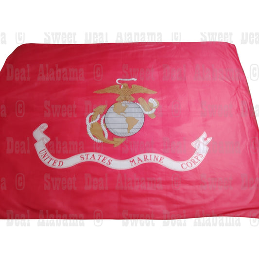 USMC Tapestry - 7'W x 5'H - Photo Background, Marine Corps Globe/Anchor Emblem