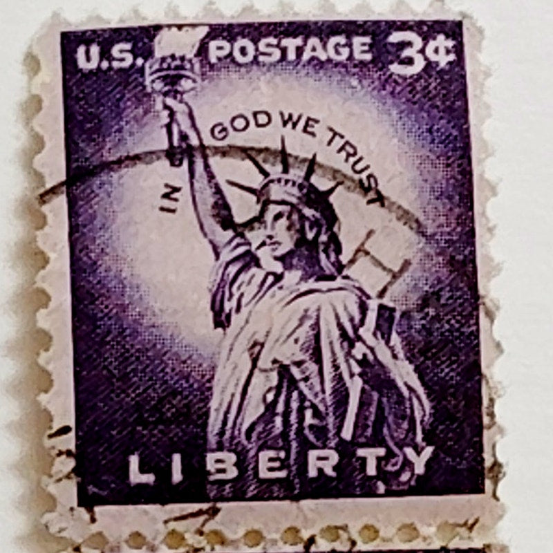 Vertical Pair 1954 USA 3¢ Statue of Liberty Scott 1035 Liberty Series - Canceled