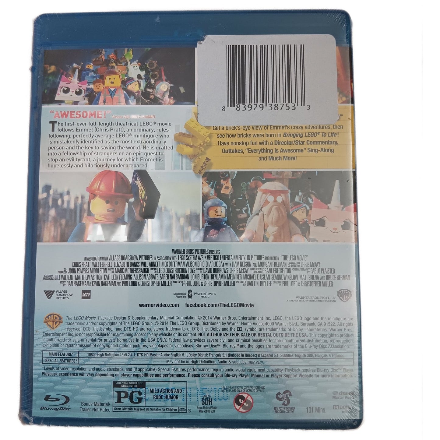 The Lego Movie - Blu-ray, 2014 Animated Adventure Comedy, Chris Pratt, NIP