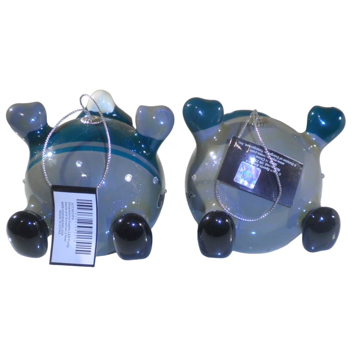 Philadelphia Eagles NFL LED Santa and Snowman Christmas Ornaments