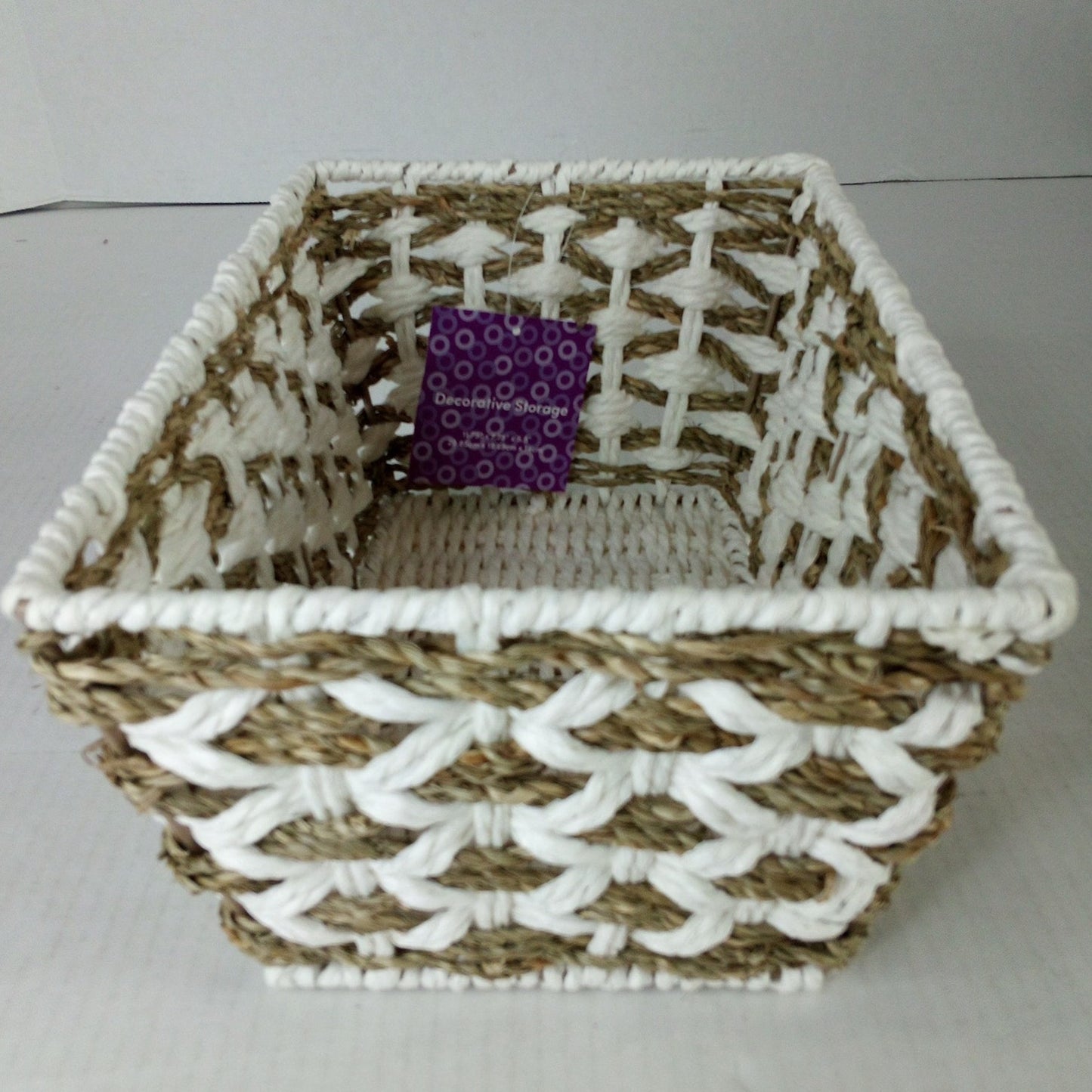 White/Natural Woven Storage Baskets – 3‑Pack Nestled Set – 10x6", 12x8", 14x10"
