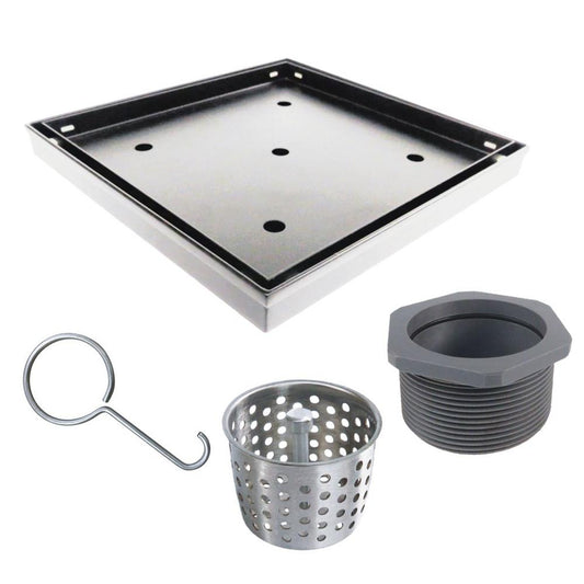 4" × 4" Stainless Steel Square Shower Drain – Tile Insert Cover