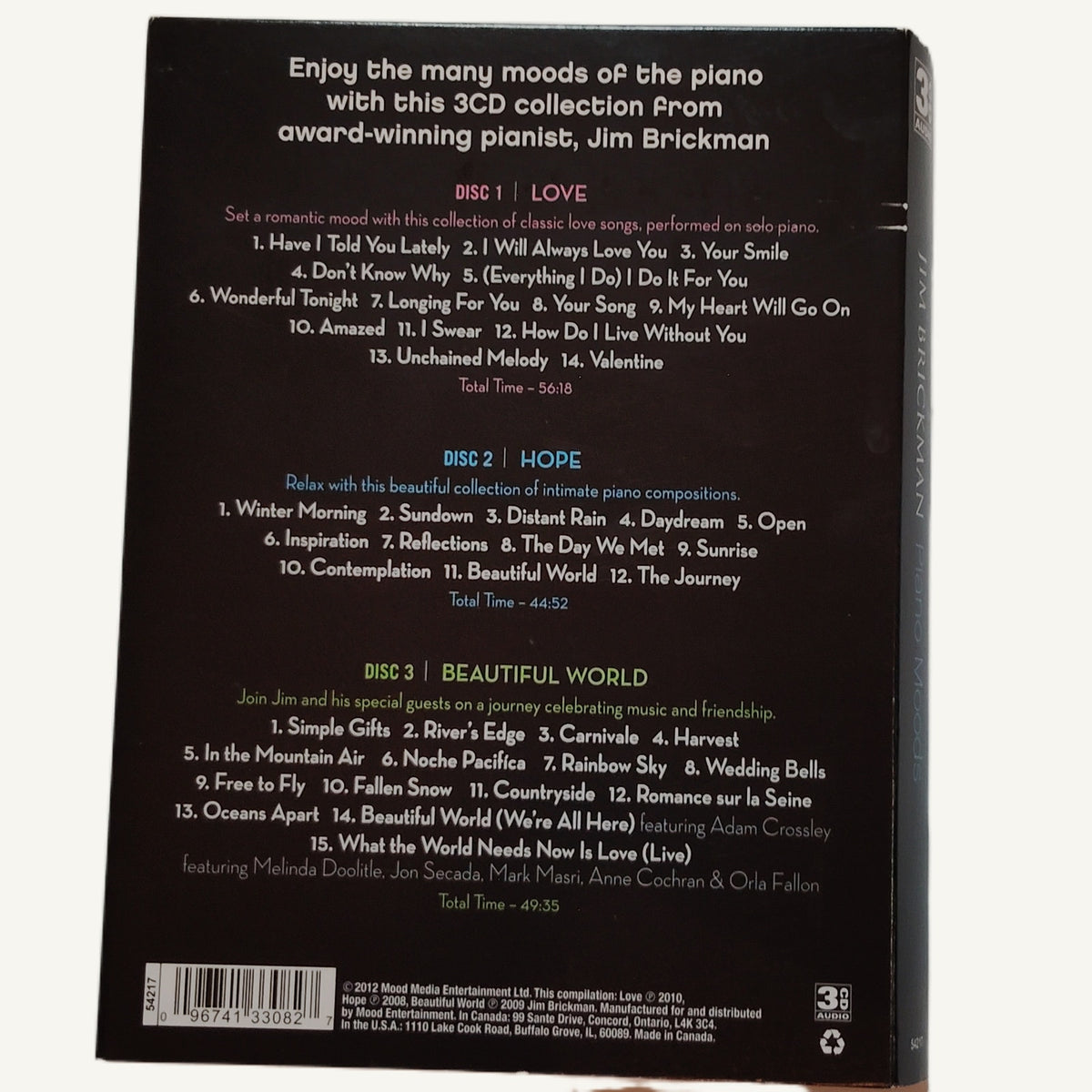 Jim Brickman Piano Moods 3-CD Set: Love, Hope, Beautiful World Collection