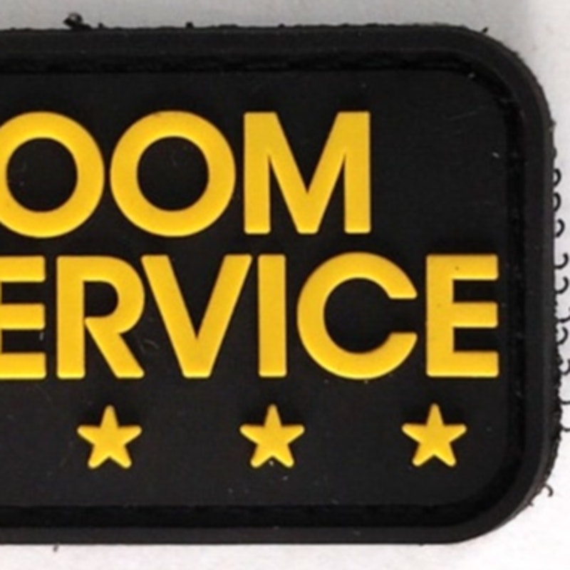 Room Service Novelty Patch MSM Black/Yellow PVC 3" × 1‑1/8" Hook Back