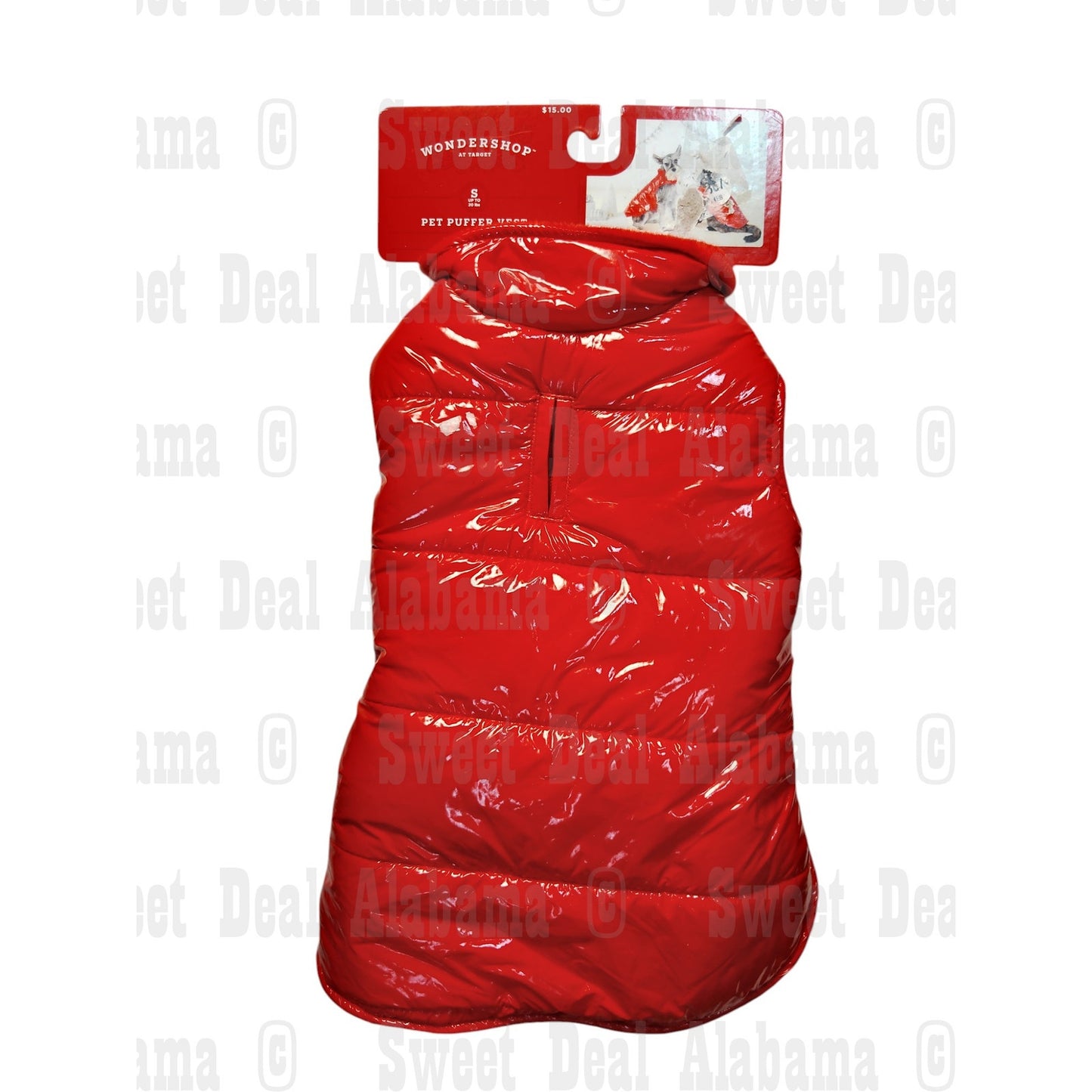 Wondershop Dog & Cat Puffer Jacket - Red - Small, Warm, Lightweight, Hook & Loop
