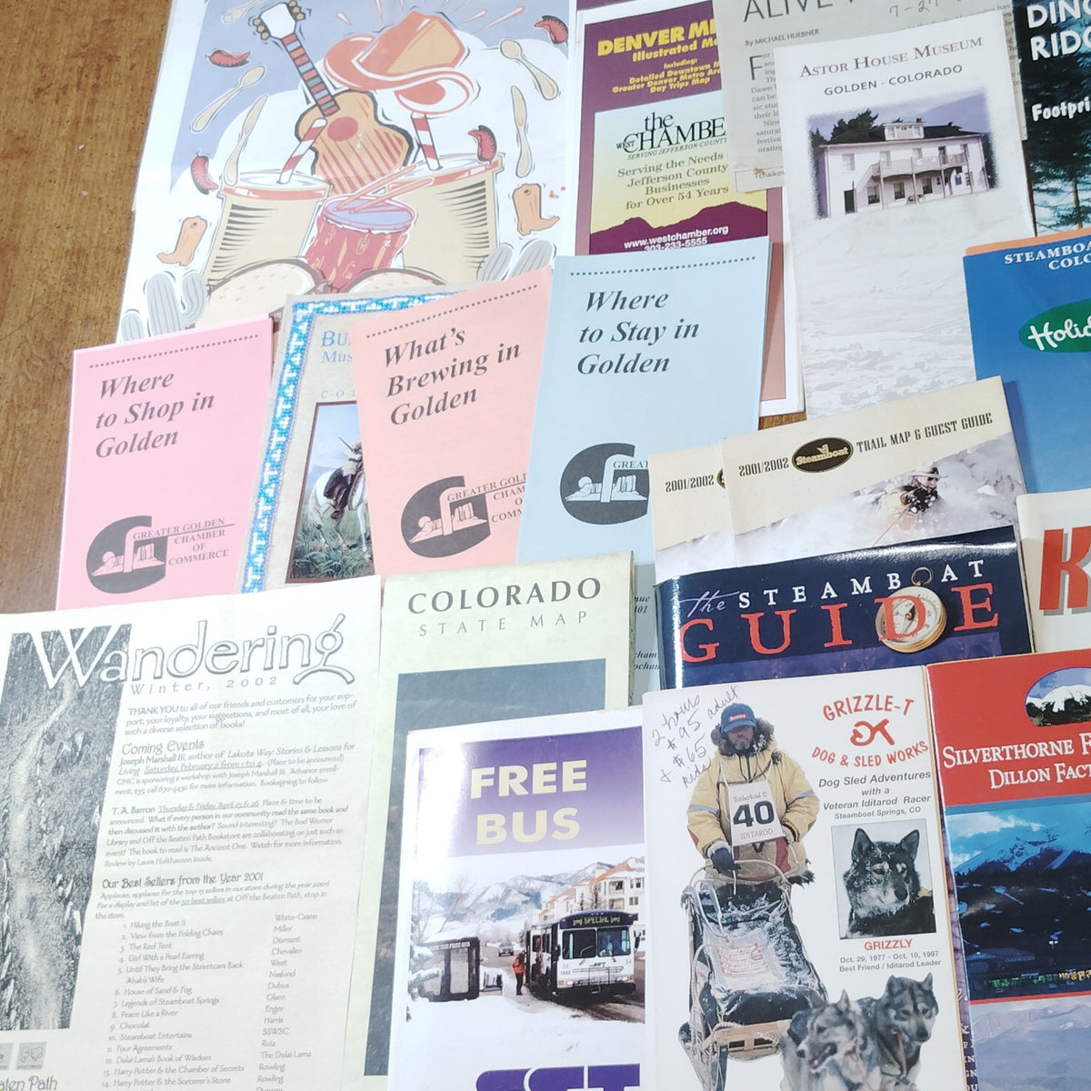 2002 Colorado Vacation Ephemera Lot - Steamboat Springs, Golden Brochures & Maps