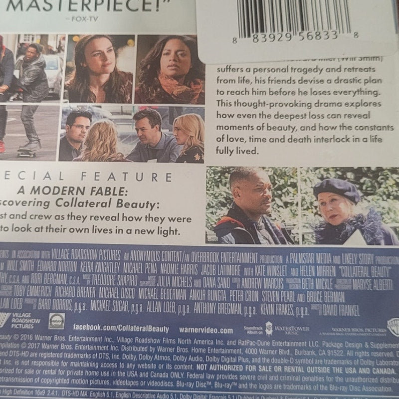 Collateral Beauty Blu-ray 2016 Drama Will Smith Keira Knightley Kate Winslet