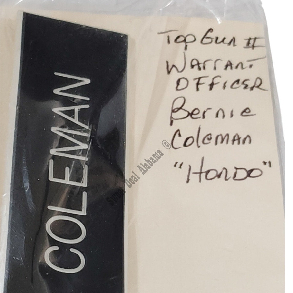 Top Gun II Warrant Officer 4 (WO4) Bernie "Hondo" Coleman, USAF Name Tag 4" x 1"