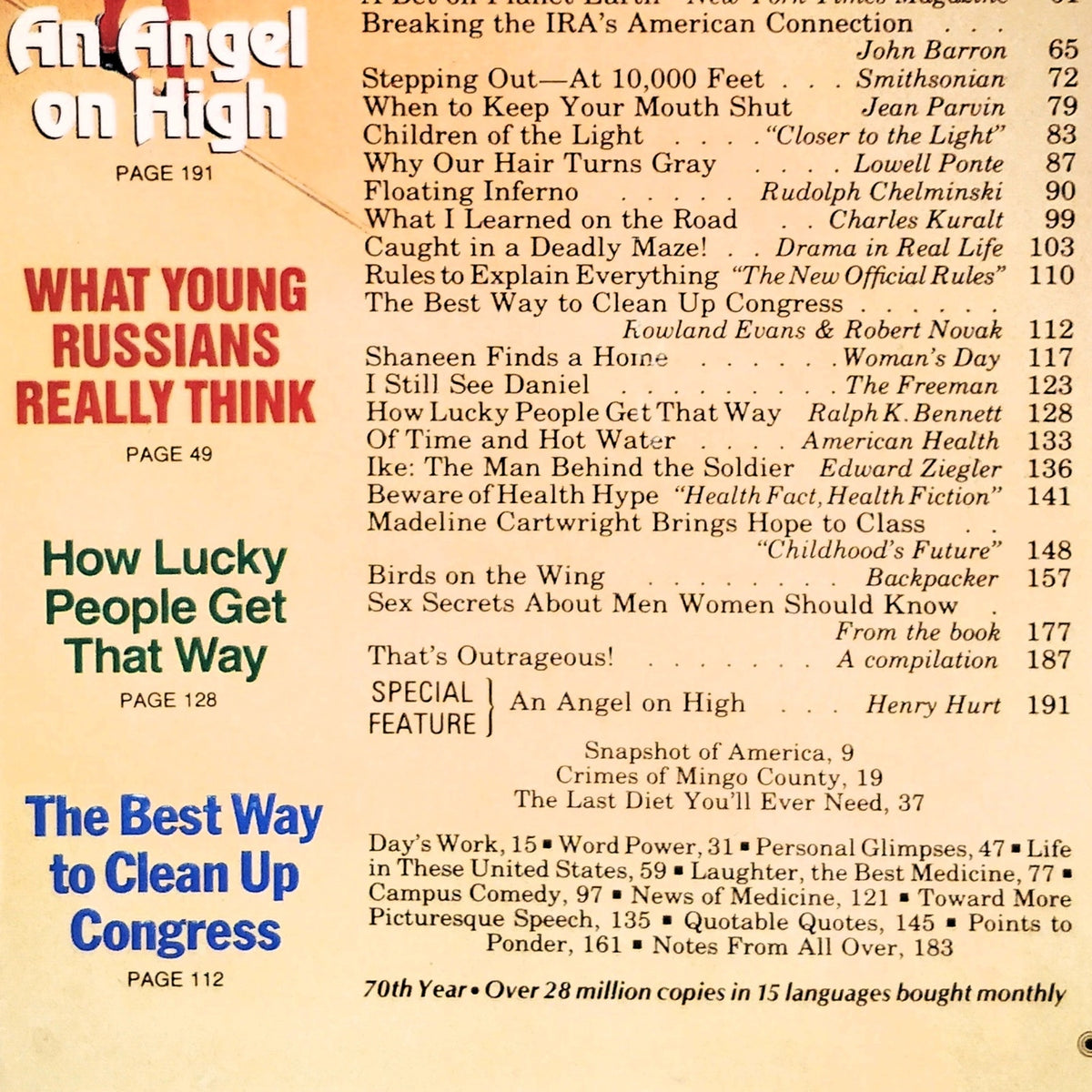 Reader's Digest March 1991 Magazine An Angel on High Vintage Back Issue