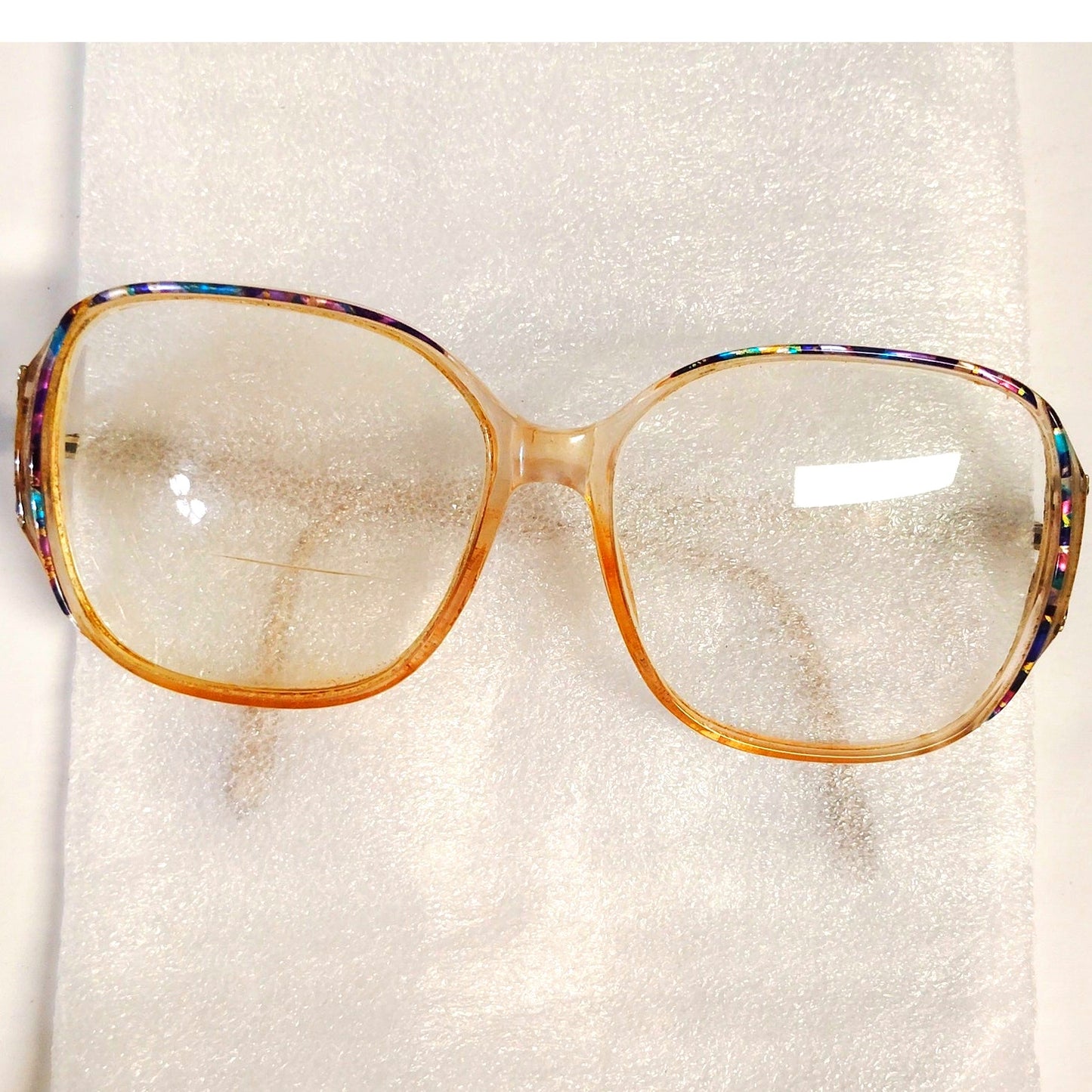 VTG 1980s Oversized Aviator Eyeglass Frames Multicolor Inlay