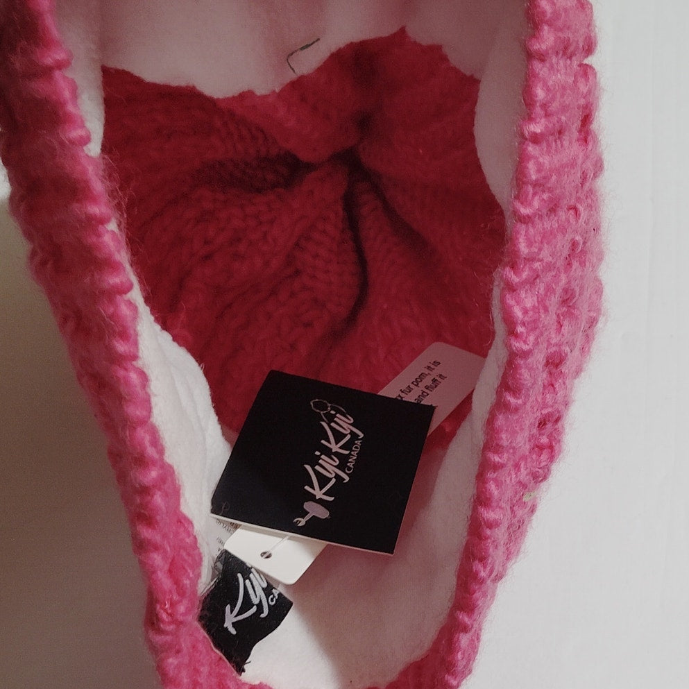 Kyi Kyi Faux Fur Pom Pom Knit Hat – Blush Fuchsia – One Size
