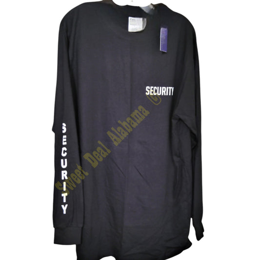 Pudala Black Tactical Shirt – Security – Long Sleeve "Security", Size Large