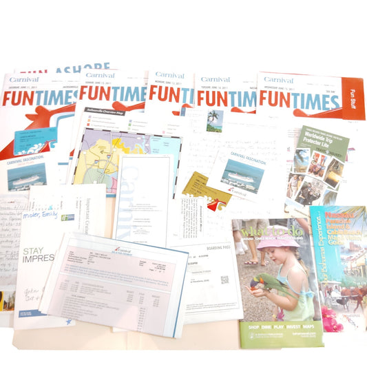 2011 Carnival Cruise Line Bahamas FunTimes Ephemera Collection & Maps