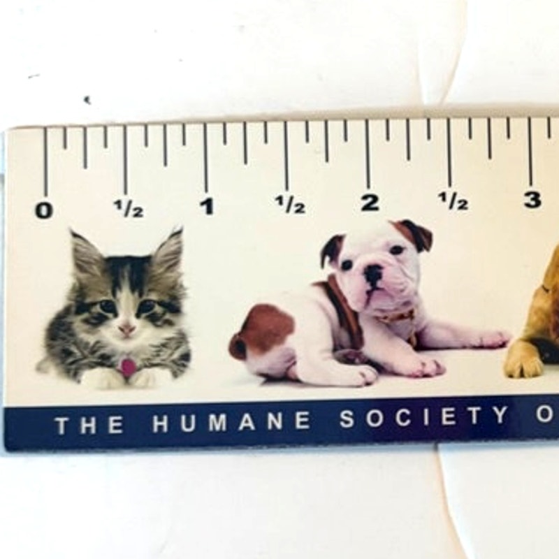 Animal Humane Society Magnetic Ruler Fridge Magnet Puppies Kittens HSUS 6.5x2