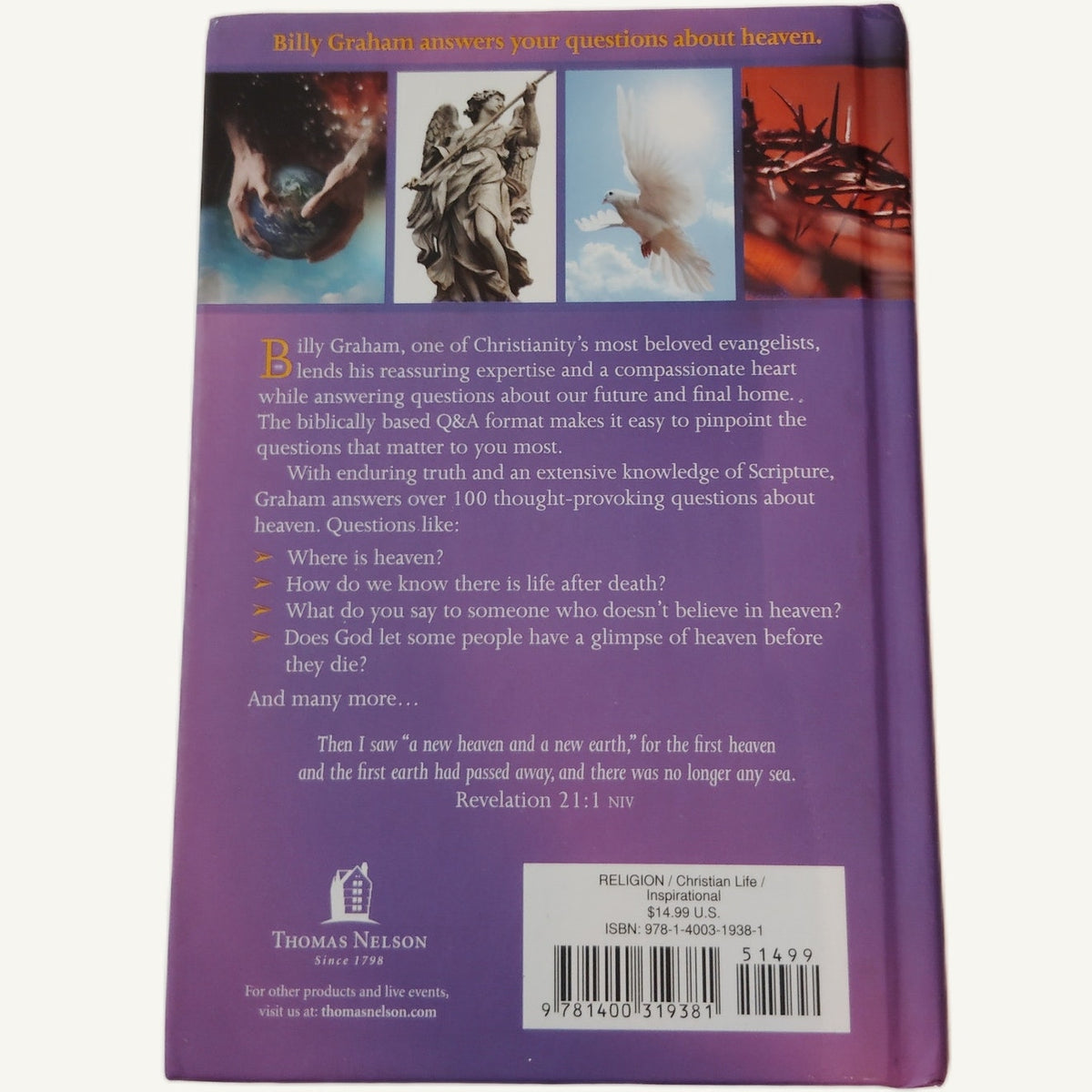 Billy Graham The Heaven Answer Book Hardcover - Purple Edition, 2012 Printing