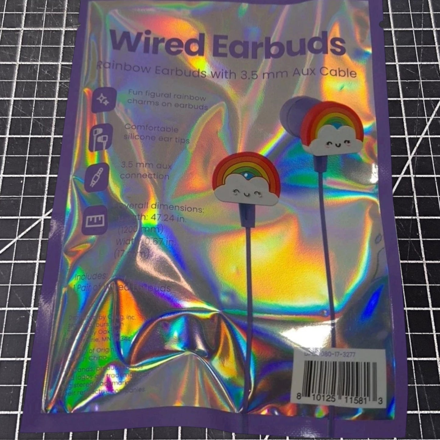 4-PK GEMS “Rainbow” Novelty Wired Earbuds – Kids – Purple