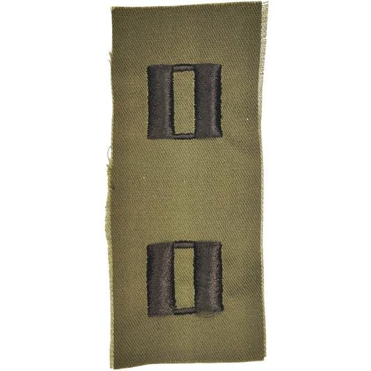 US Army Captain O‑3 Rank Patch Subdued OD Green 4‑5/8" × 2‑1/4" Sew‑On