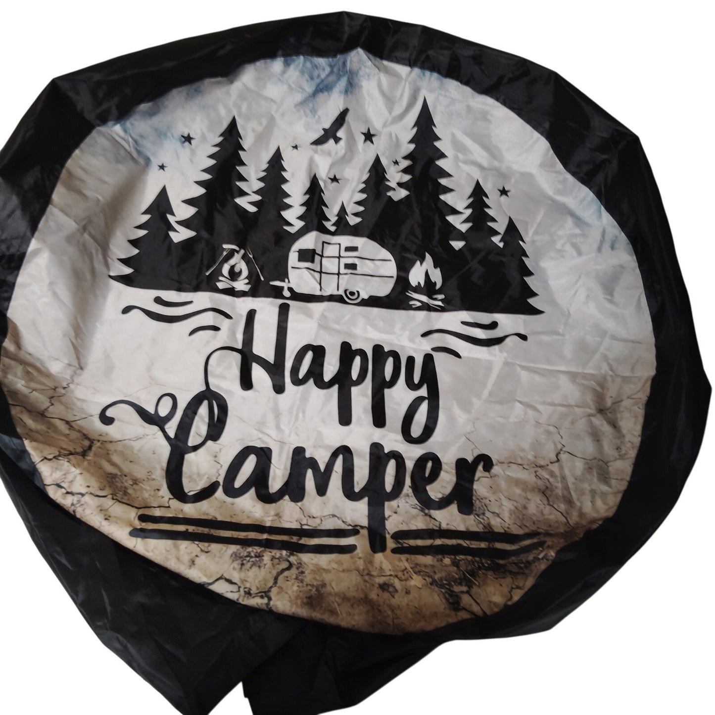 Happy Camper Spare Tire Cover – 14" Waterproof Wheel Protector, Universal Fit