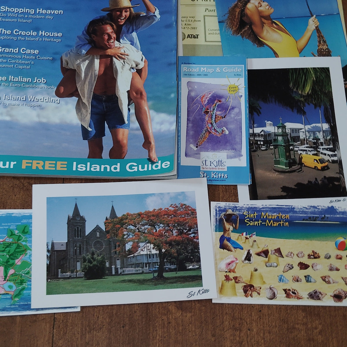 St. Martin / St. Kitts Travel Ephemera Lot- Guides, Maps, Postcards Vintage 2005