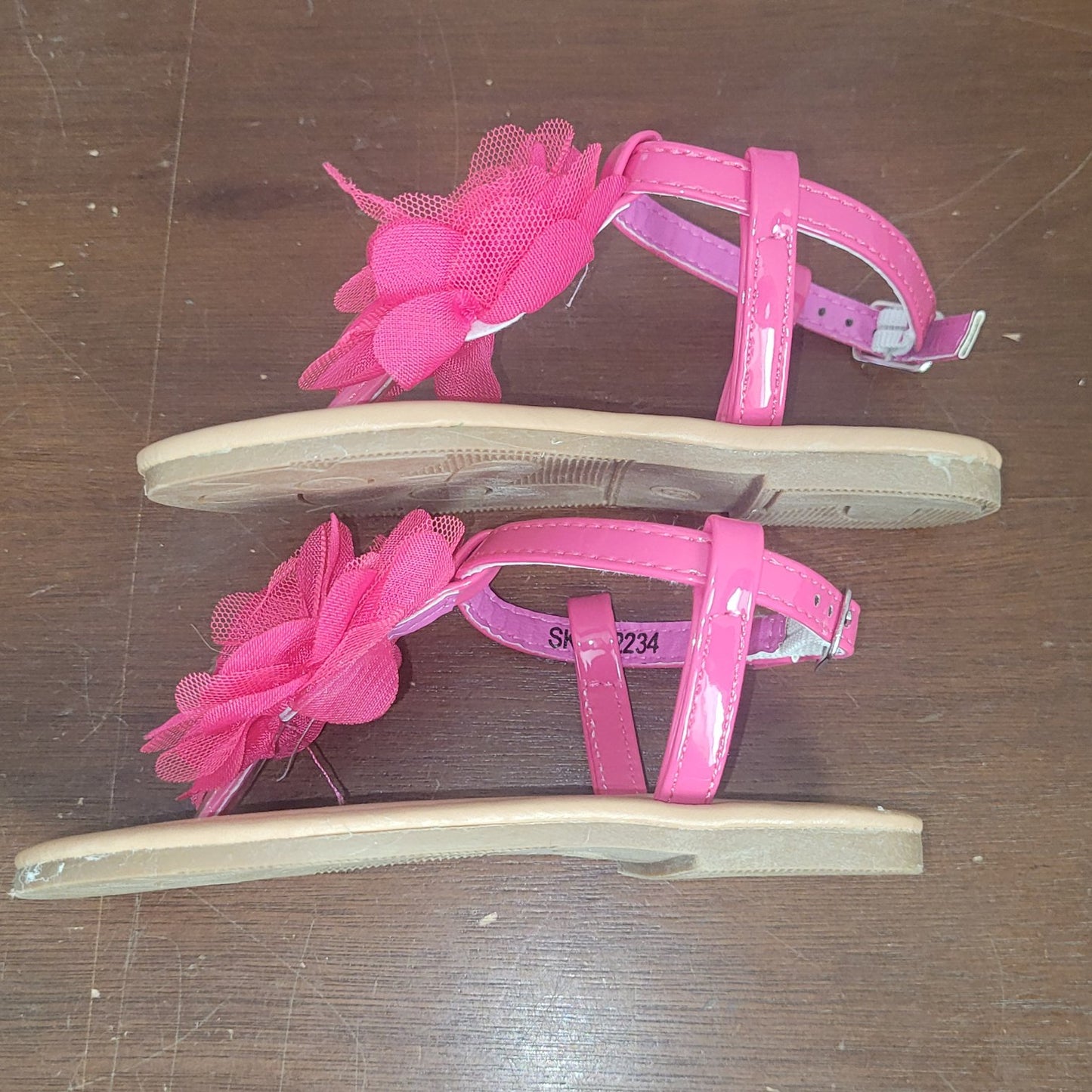 Petalia Toddler Girls' Sandals, 6,  Fuchsia Patent - Fuchsia Mesh Flower Sandal