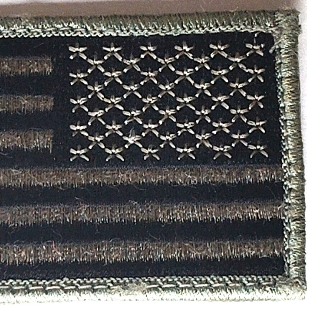 US Reverse Flag Patch Subdued Foliage Green/Black 3‑1/4" × 1‑7/8" Hook Back