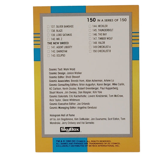 Skybox 1993 DC Flashback Checklist B, Card 150, DC Comics Series of 150 Cards