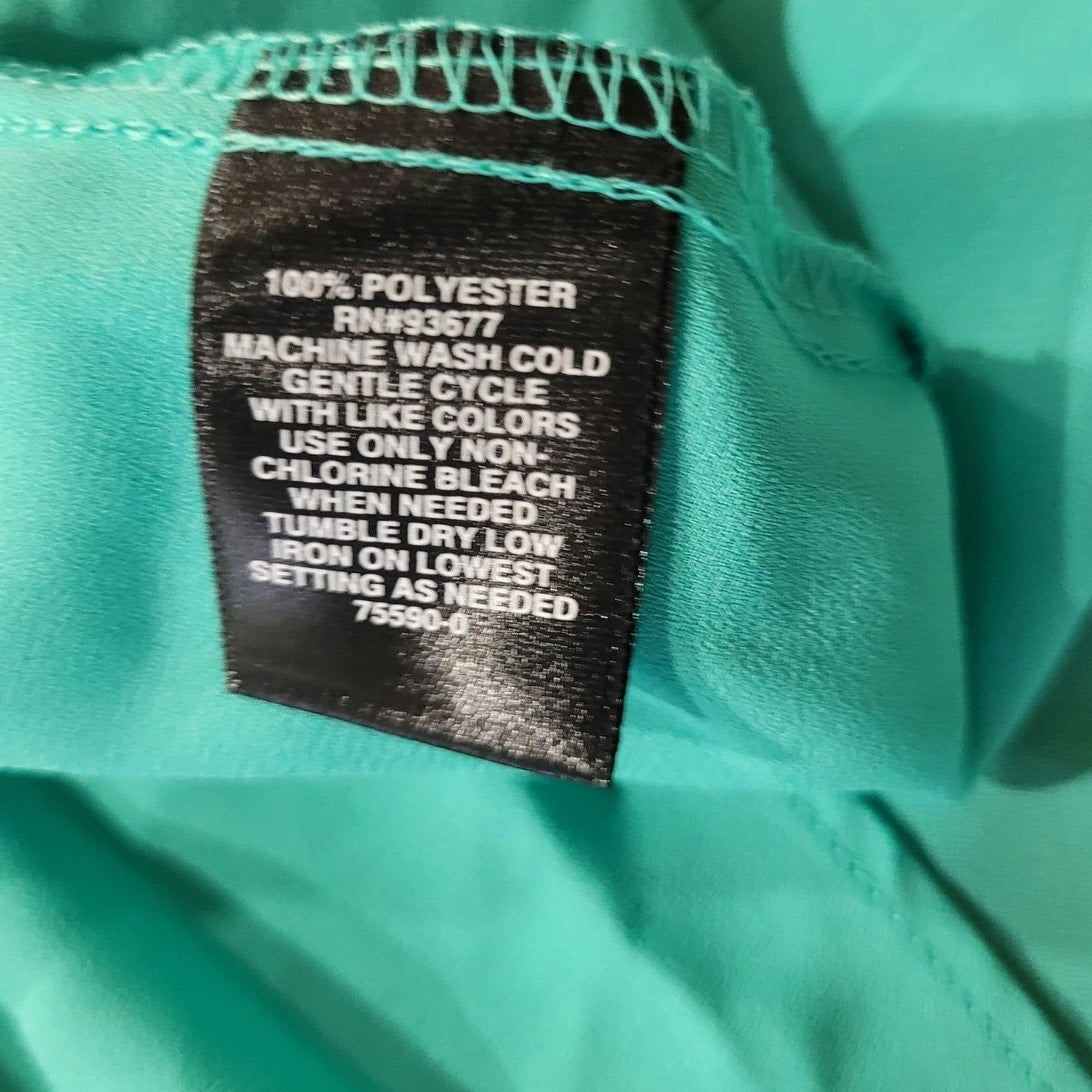 Bold Elements Women Round Neck 3/4  Tie Sleeve Blouse, Aqua Green, X-Small (0-2)