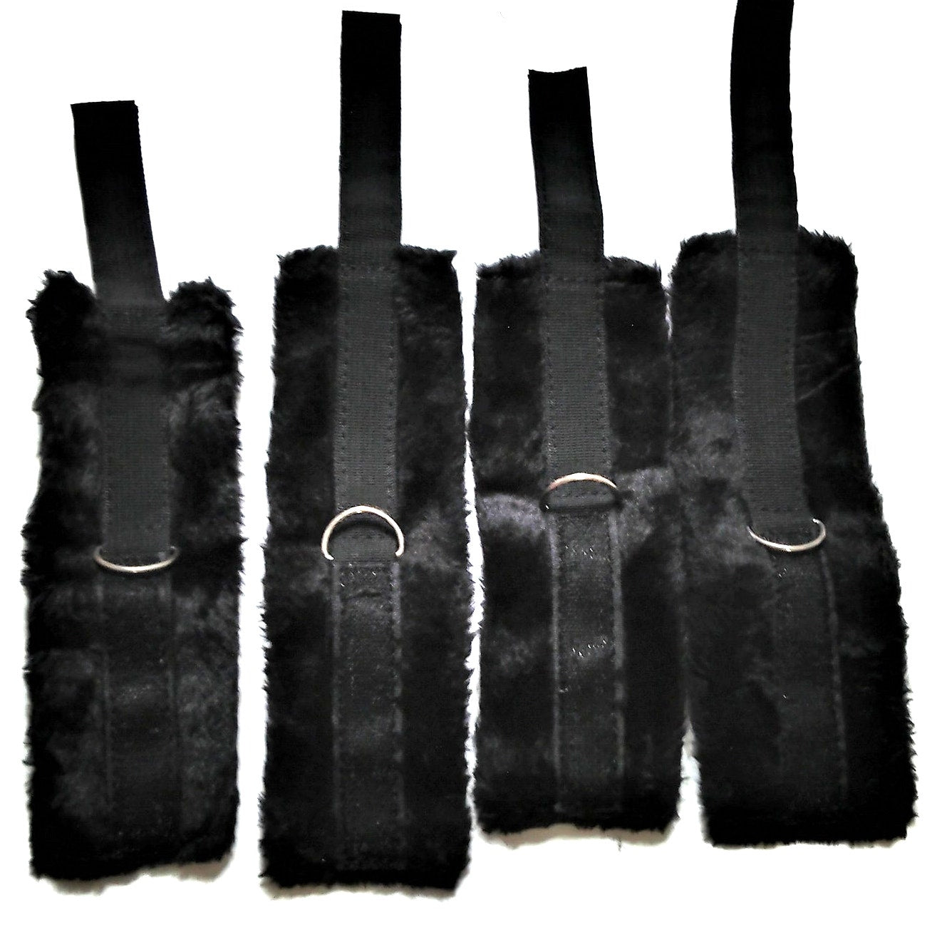 Black Cosplay Accessory Set Hand Cuffs Leg Cuffs 2 Mask Tickler Flogger Web Belt