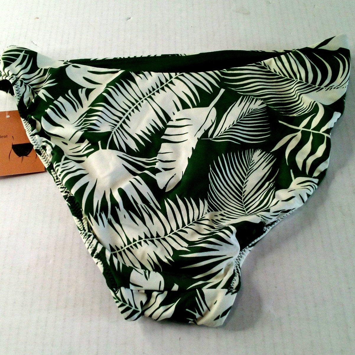 Shade & Shore Reversible Palm Print High‑Leg Bikini Bottom Green Medium
